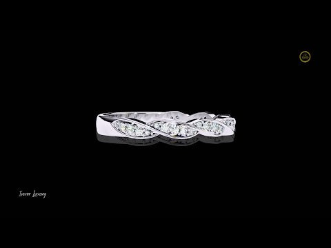 0.33 TCW Vintage Round Cut Moissanite Diamond Ring Dainty Leaf Pattern Twisted Band by Ivevar