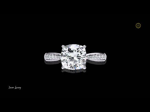 1.80 CT Luxurious Cushion Cut Lab Grown Diamond Ring Setting with Dazzling Pave-Set Accents