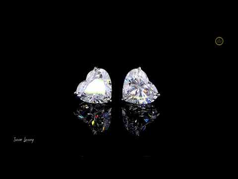 1.55 TCW Elegant Heart Shaped Moissanite Stud Earrings in Polished Silver Sparkling Romantic Jewelry