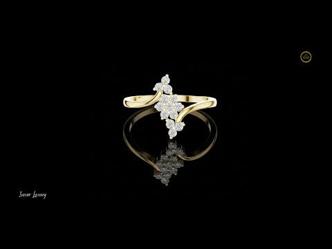 0.20 TCW Floral Cluster Lab Diamond Bypass Ring in Polished Gold Elegant Multi-Round Stone Statement Design