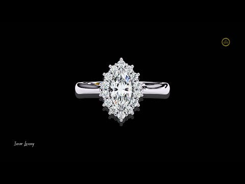 0.47 CT Exquisite Solid Gold Halo Moissanite Marquise Cut Diamond Ring Gift For Special Occasion