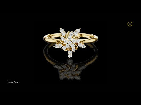 0.126 TCW Sunlit Aurora Petal Moissanite Diamond Ring A Golden Burst of Bloom
