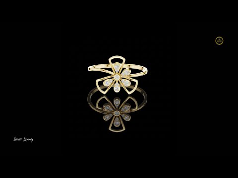 0.085 TCW Elegant Flower Inspired Gold Ring with Brilliant Lab Grown Diamond Petals Modern Delicate Jewelry