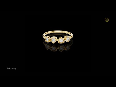 0.14 TCW Unique Four Stone Trillion Shape Bezel with Lab Grown Round Diamond Ring in Polished Gold