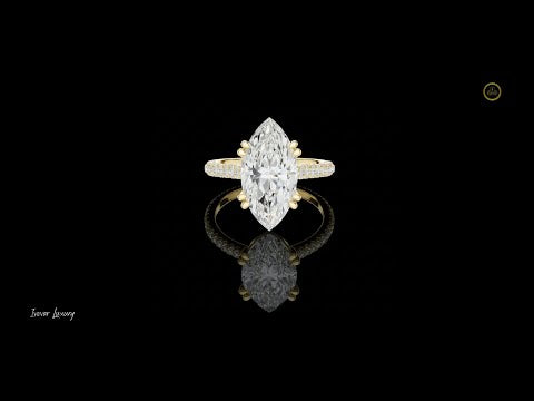 4.00 CT Couture Six Prong Marquise Cut Moissanite Diamond Ring with Brilliant Pave Band For Quiet Days