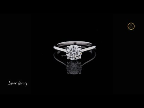 1.00 TCW Modern Minimalist White Gold Engagement Solitaire Moissanite Diamond Ring for Her