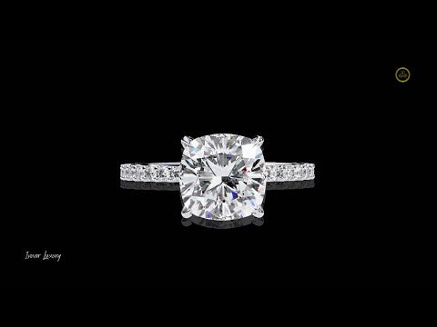 1.25 CT Brilliant Lab Grown Cushion Cut Diamond Engagement Ring with Pave Band