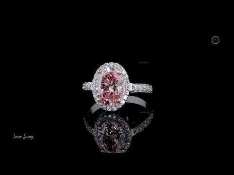 3.00 CT Charming Fancy Vivid Pink Oval Cut Moissanite Diamond Classic Engagement Ring for Her