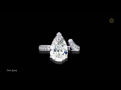 3.07 CT Eternal Harmony Teardrop Moissanite Diamond Ring with Curved Wedding Band