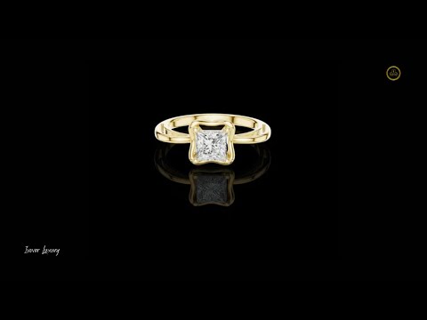 1.30 CT Sparkling Princess Moissanite Diamond Ring with Artistic Wavy Frame and Sleek Polished Band