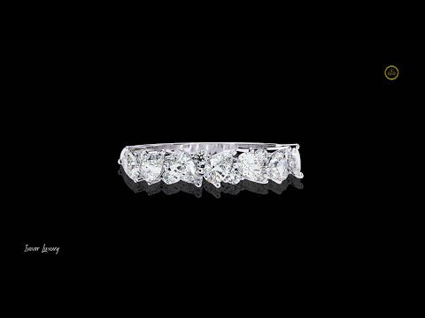 0.72 TCW Luxurious Moissanite Pear and Round Cut Diamond Cluster Band Design For Wedding