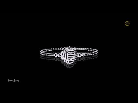 0.13 TCW Luxurious Lab Grown Bracelet with Dual Chain and Artistic Diamond Studded Spiral Dome Centerpiece