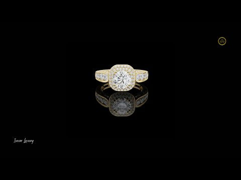 0.83 TCW Handcrafted Halo Ring Featuring A Radiant Round Center Moissanite Diamond