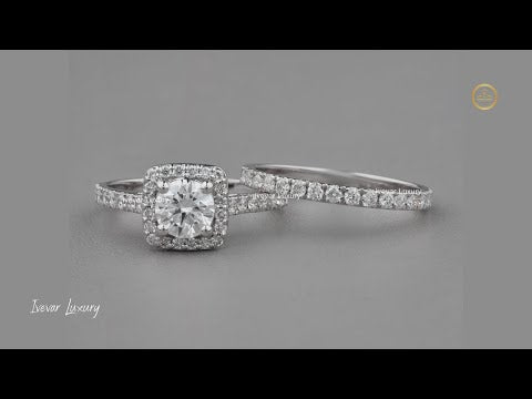 1.5 CT Elegant White Gold Round Cut Moissanite Diamond Ring Bridal Set For Stillness