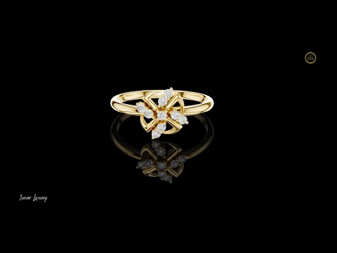 0.09 TCW Unique Petal Swirl Design Twisted Floral Round Cut Lab Diamond Ring