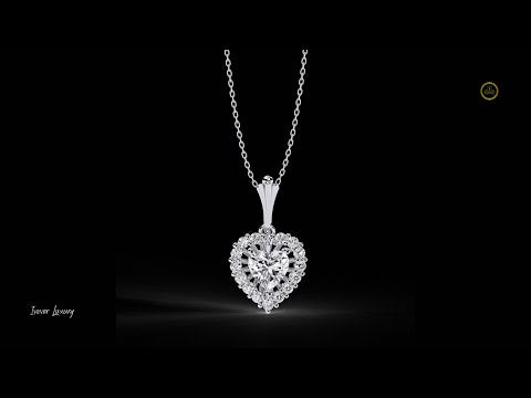 0.68 CT Heart Shaped Halo Lab Grown Diamond Necklace Stands Symbol of Love
