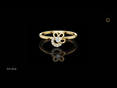 0.50 TCW Floral Loop Design and Sparkling Moissanite Round Diamond Accents Ring