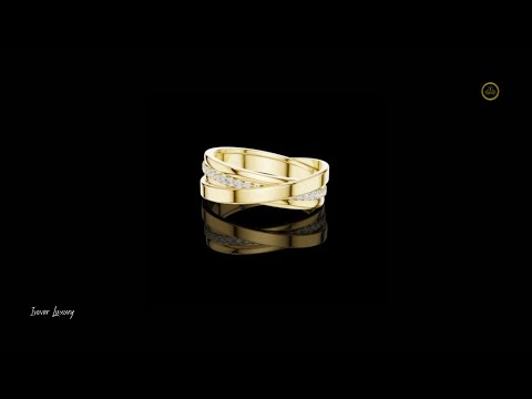 0.29 TCW Golden Embrace Intertwined Lab Grown Diamond Band with Modern Crossover Design