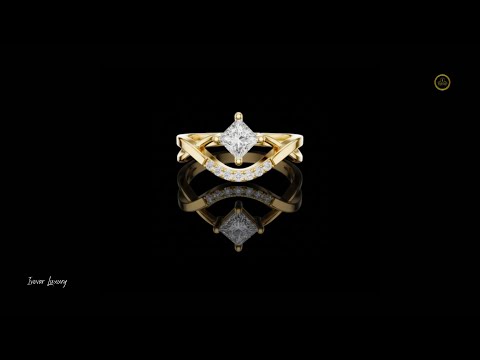 0.38 CT Open Frame Ring Showcasing a Floating Princess Lab Grown Diamond with a Curved Pave Accented Band