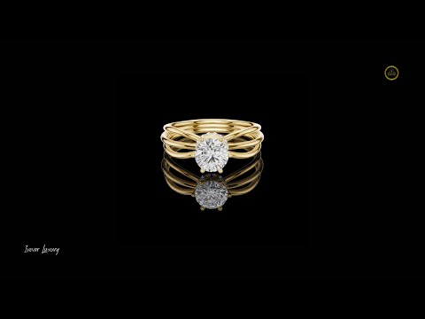 0.068 TCW Triple Band Ring Featuring a Brilliant Round Lab Grown Diamond Center Stone