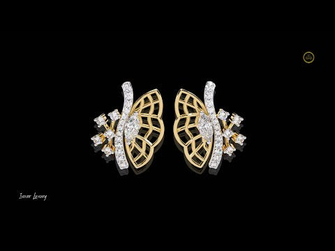 0.14 CT Butterfly Simple Marquise Cut Moissanite Diamond Stud Earrings Understated Elegance for Professional Wear