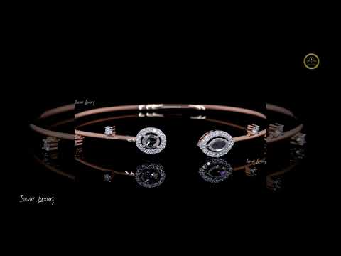 Elegant 14K Gold Bracelet Featuring Natural Twin Diamonds & Halo Setting By Ivevar