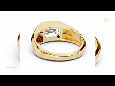 1.8 TCW Timeless Regal Emerald Cut Lab Grown Diamond Signet Ring with a Bold Architectural Silhouette