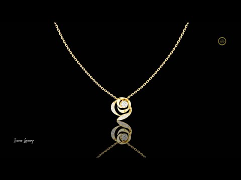 0.35 TCW Sculpted Gold Swirl Moissanite Pendant with Brilliant Center Diamond and Pave Diamond Accents