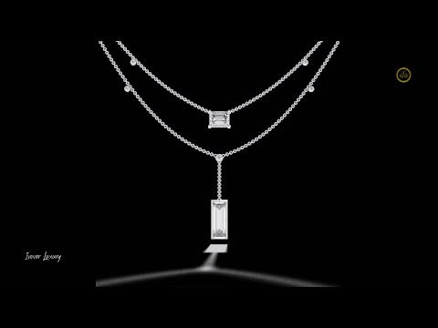 2.15 CT Two Layered Elegant Necklace Double Chain Lab Grown Diamond Pendants on Delicate Chain