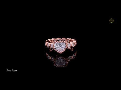 1.00 CT Romantic Heart Shaped Lab Grown Diamond Eternity Ring with Bezel Set Accents For Proposal