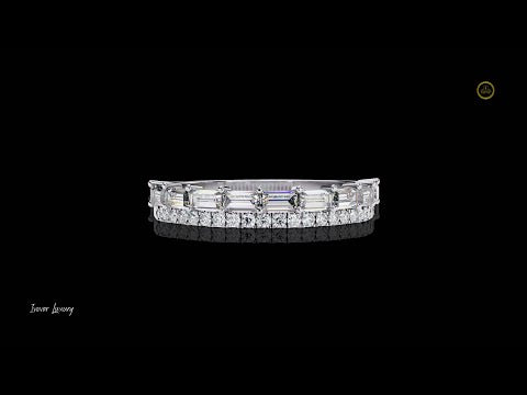 0.54 CT Baguette & Round Moissanite Diamond Eternity Band Luxe Stacking Ring by Ivevar Luxury