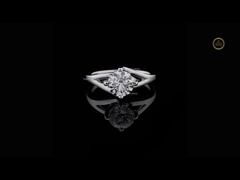 1.00 TCW Luxurious Split Shank Engagement Ring Featuring a Brilliant Round Cut Lab Grown Diamond