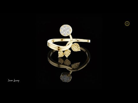 0.03 CT Blooming Lab Grown Diamond Floral Ring Nature Inspired Elegant Leaf & Petal Design Jewelry for Women