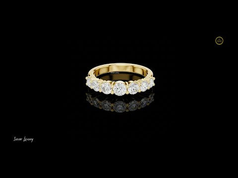 1.09 TCW Fine Jewelry Gold Round Moissanite Diamond Half Eternity Bridal Band