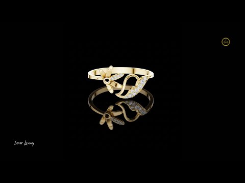 0.087 TCW Radiant Petal & Leaf Lab Grown Diamond Gold Ring Elegant Accent Botanical Jewelry