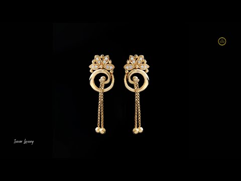0.20 TCW Top Luxury Ethnic Royal Gold Drop Earrings with Floral Moissanite Diamond Stud by Ivevar