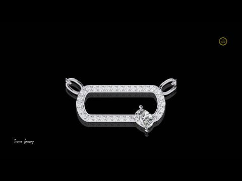 0.36 TCW Elegant Oval Link Moissanite Pendant Featuring Pave Detailing and Cushion Solitaire Diamond