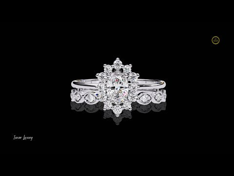 0.36 CT Elegant Moissanite Diamond Oval Cut Floral Halo Ring Gift for Her Every Moments