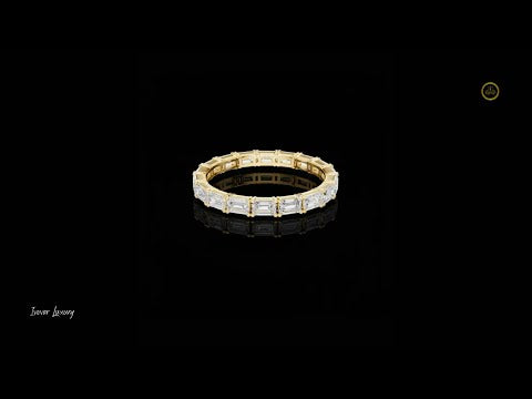 1.06 TCW Emerald Cut Moissanite Diamond Full Eternity Ring for Women Luxury Anniversary Band For Her