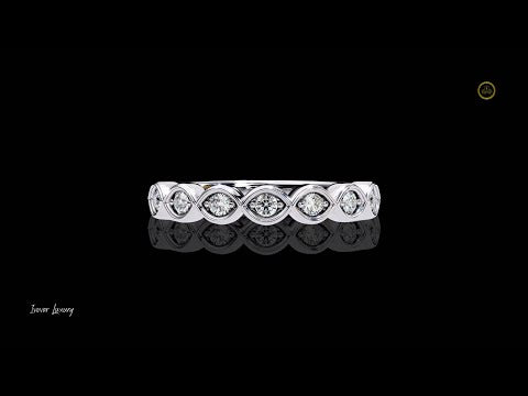 0.25 TCW Shiny Round Cut Moissanite Diamond Unique Bezel Set Eternity Wedding Band