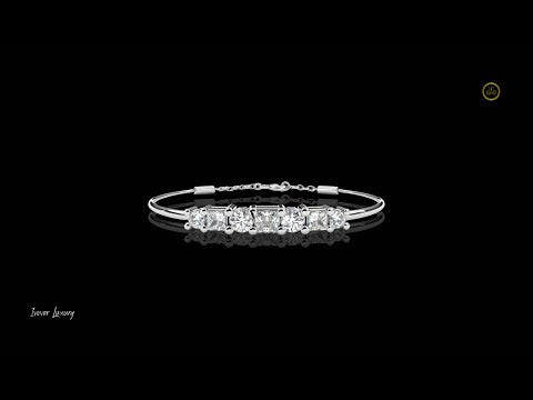 0.37 TCW Elegant Band Moissanite Bracelet with Brilliant Alternating Round and Princess Diamond Accents