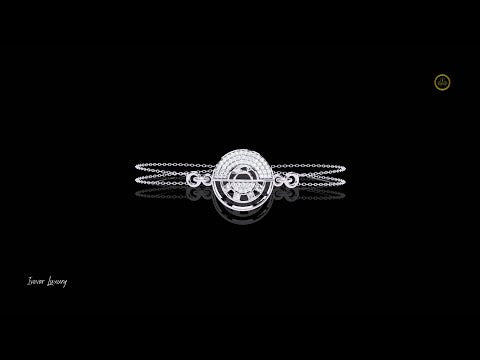 0.42 TCW Elegant Double Chain Moissanite Bracelet Featuring a Radiant Pave Diamond Circular Medallion Centerpiece