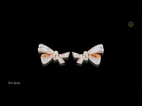 0.96 TCW Exquisite Round Moissanite Radiant Ribbon Diamond Bow Stud with Sparkling Glamour Earring