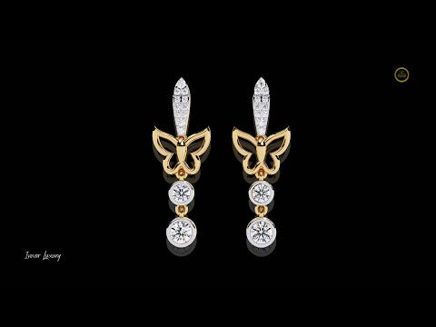 0.55 TCW Elegant Butterfly Moissanite Diamond Drop Earrings with Pave Accents and Bezel Set Round Diamonds