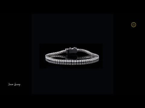 High Quality 925 Sterling Silver Tennis Chain Bracelet with 3.7mm Moissanite round  for Party By Ivevar