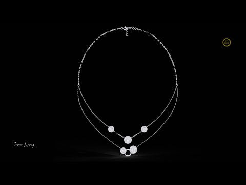 0.44 TCW Twilight Orbit Double Layer Lab Grown Necklace with Sparkling Pave and Polished Circle Accents