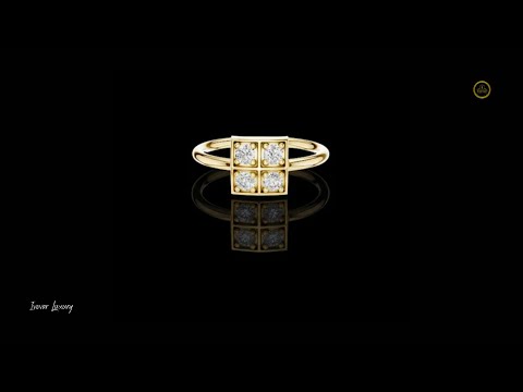 0.26 TCW Modern Four Round Lab Grown Diamond Ring Featuring Square Cluster
