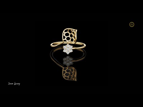 0.011 TCW Honeycomb Inspired Ring with Dazzling Lab Grown Diamond Flower