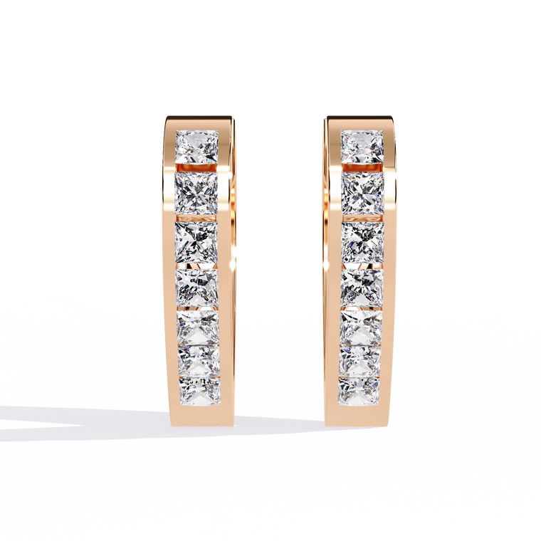 Channel Princess Cut Huggie Hoop Earrings - view 2