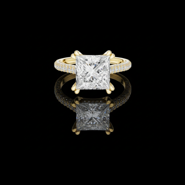 4.00 CT Opulent Radiant Princess Cut Lab Grown Diamond Ring with Pave Diamond Band